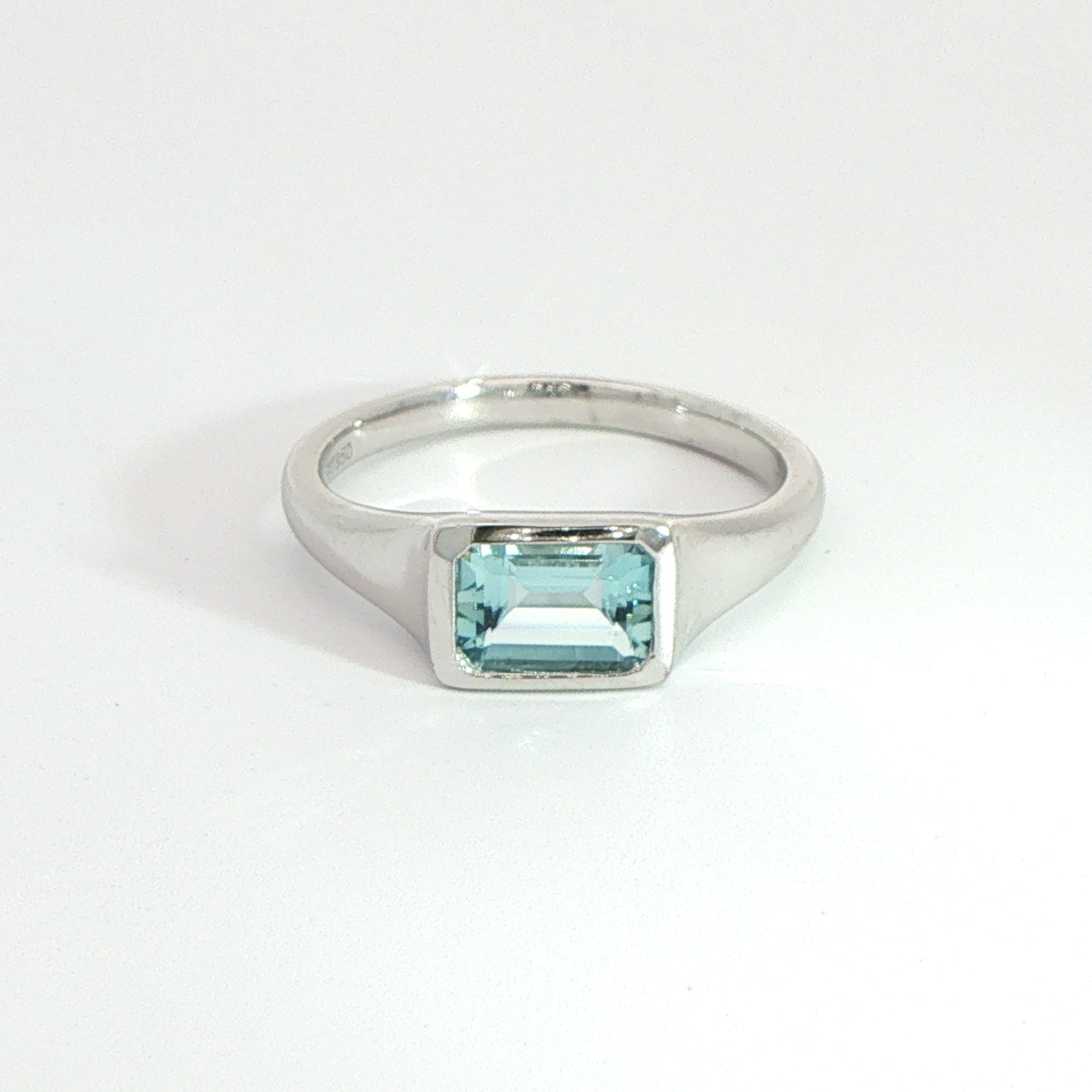 Platinum Emerald Cut Aquamarine Ring