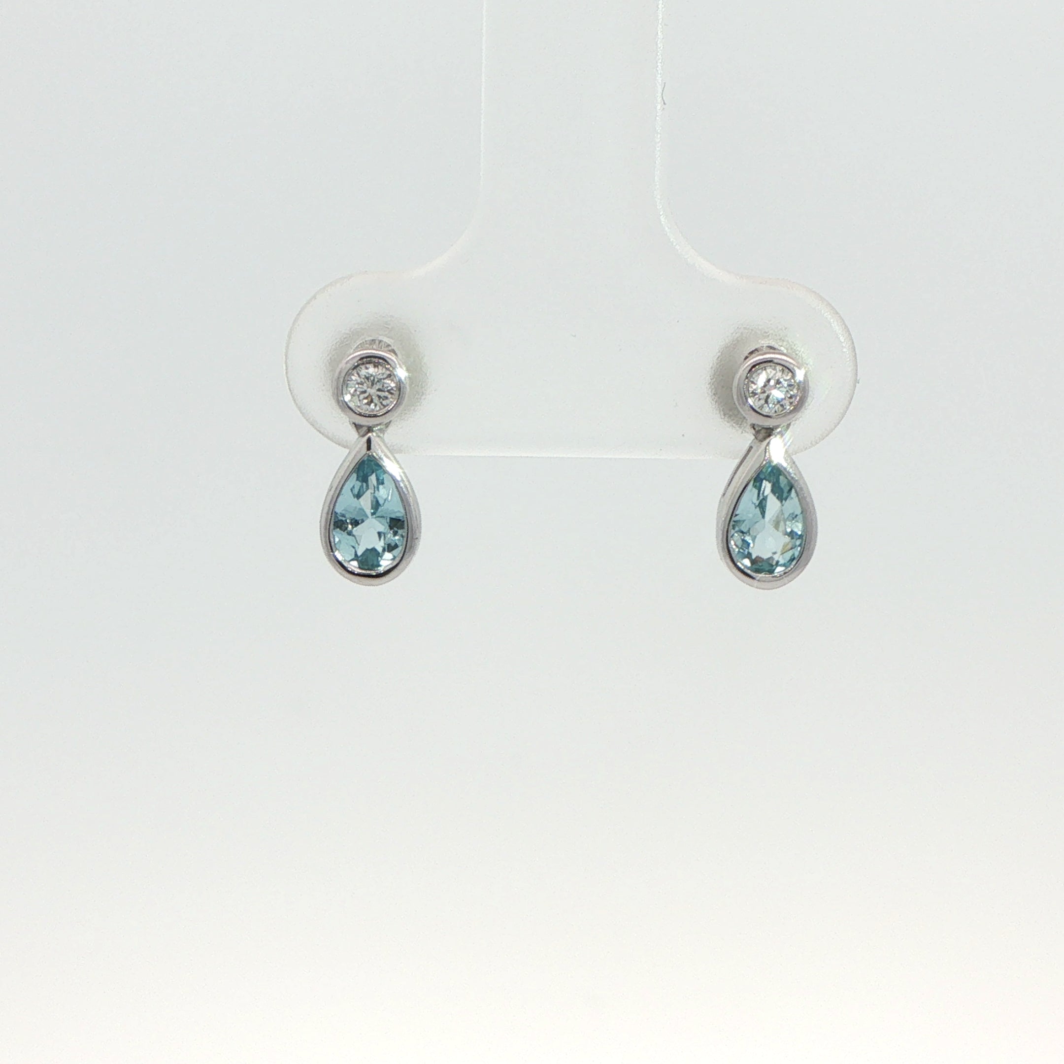 18 Carat White Gold Aquamarine and Diamond Earrings
