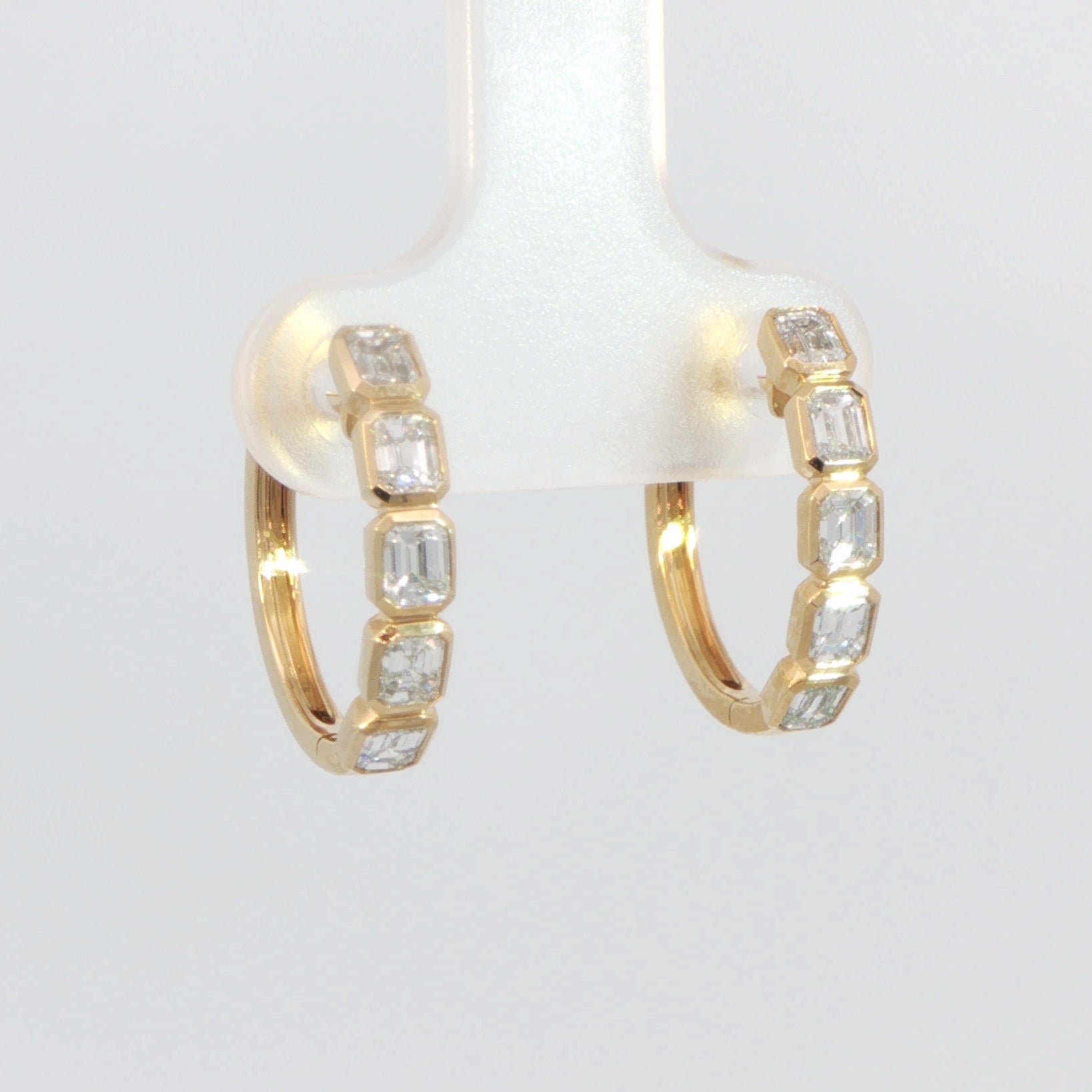18 Carat Yellow Gold Diamond Hoop Earrings