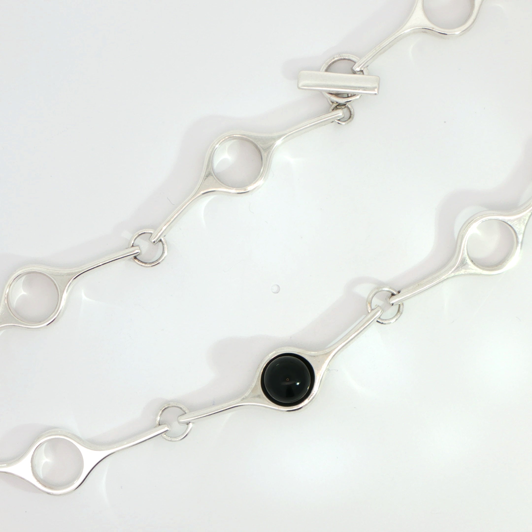 Silver Georg Jensen Abstract Onyx Necklace