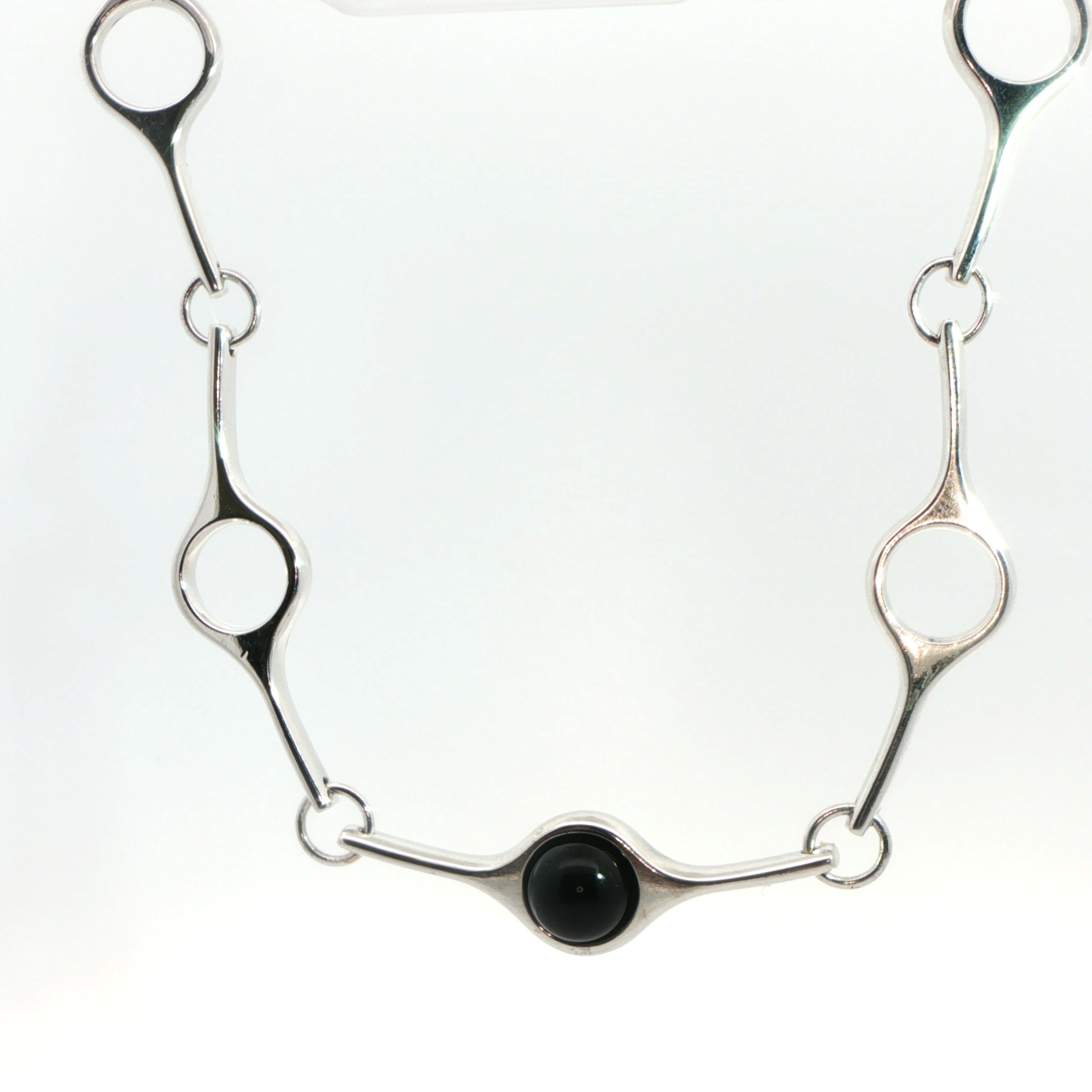 Silver Georg Jensen Abstract Onyx Necklace