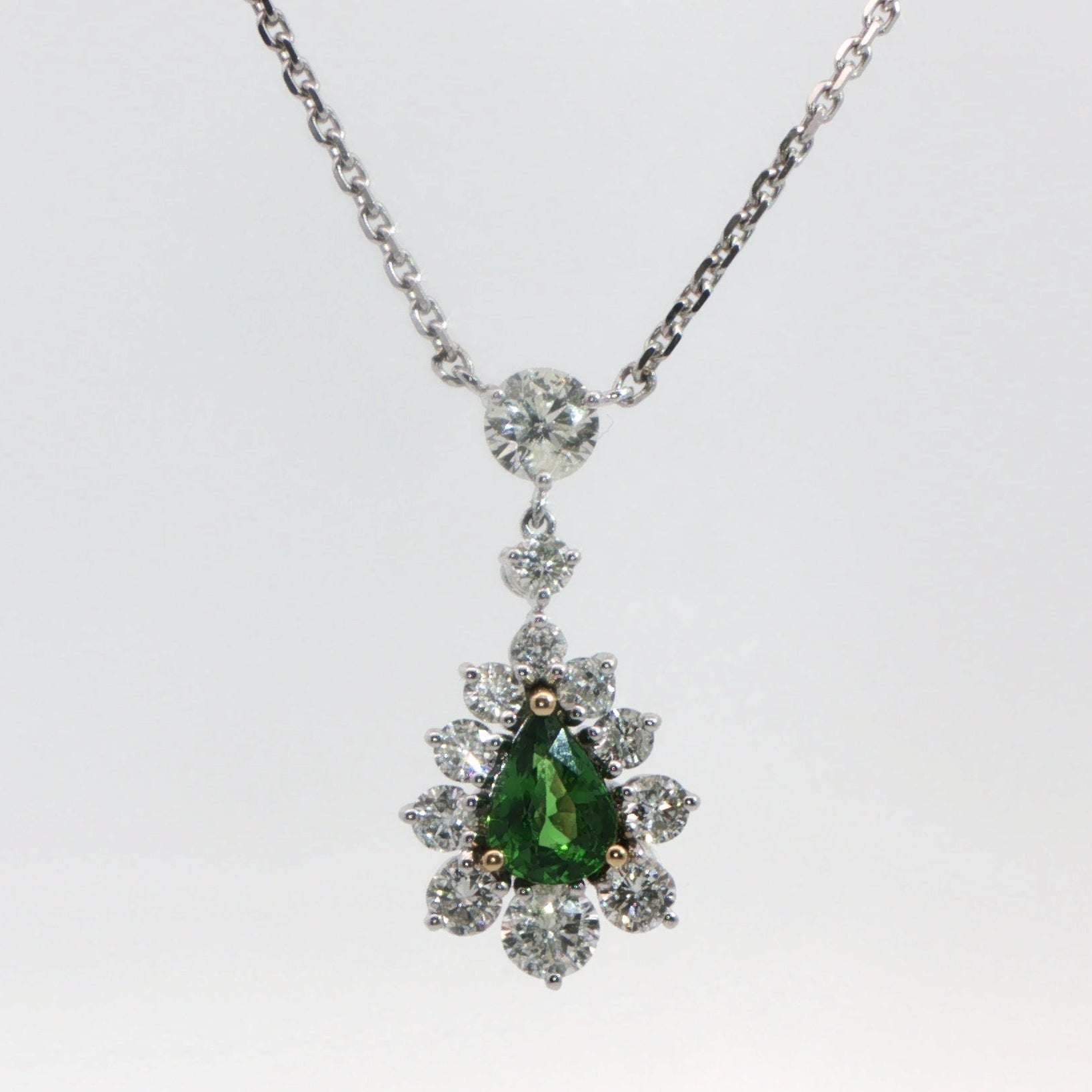 18 Carat Yellow and White Gold Tsavorite and Diamond Necklace