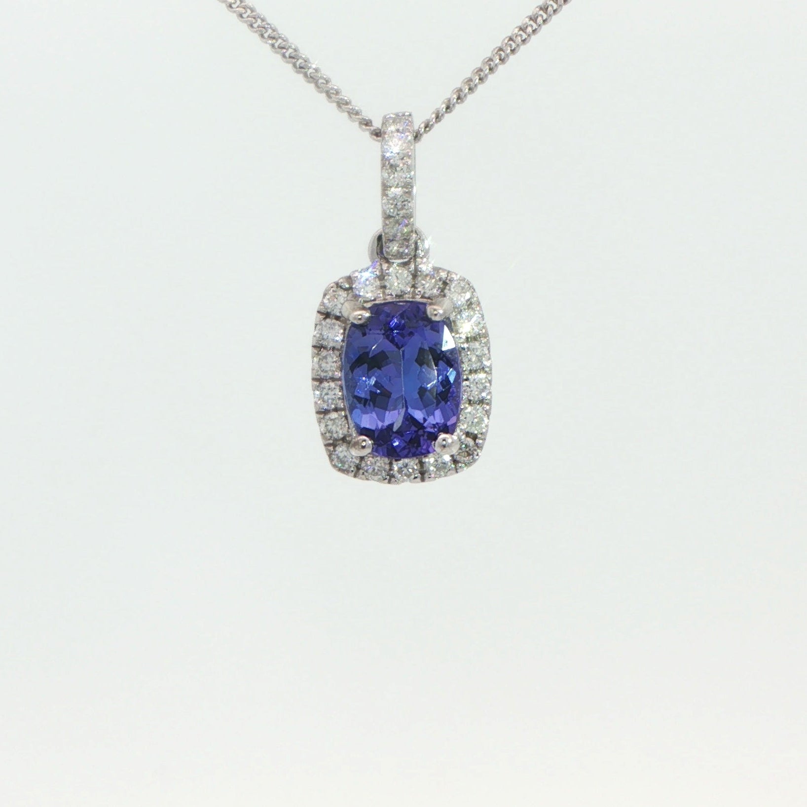 14 Carat White Gold Tanzanite and Diamond Pendant