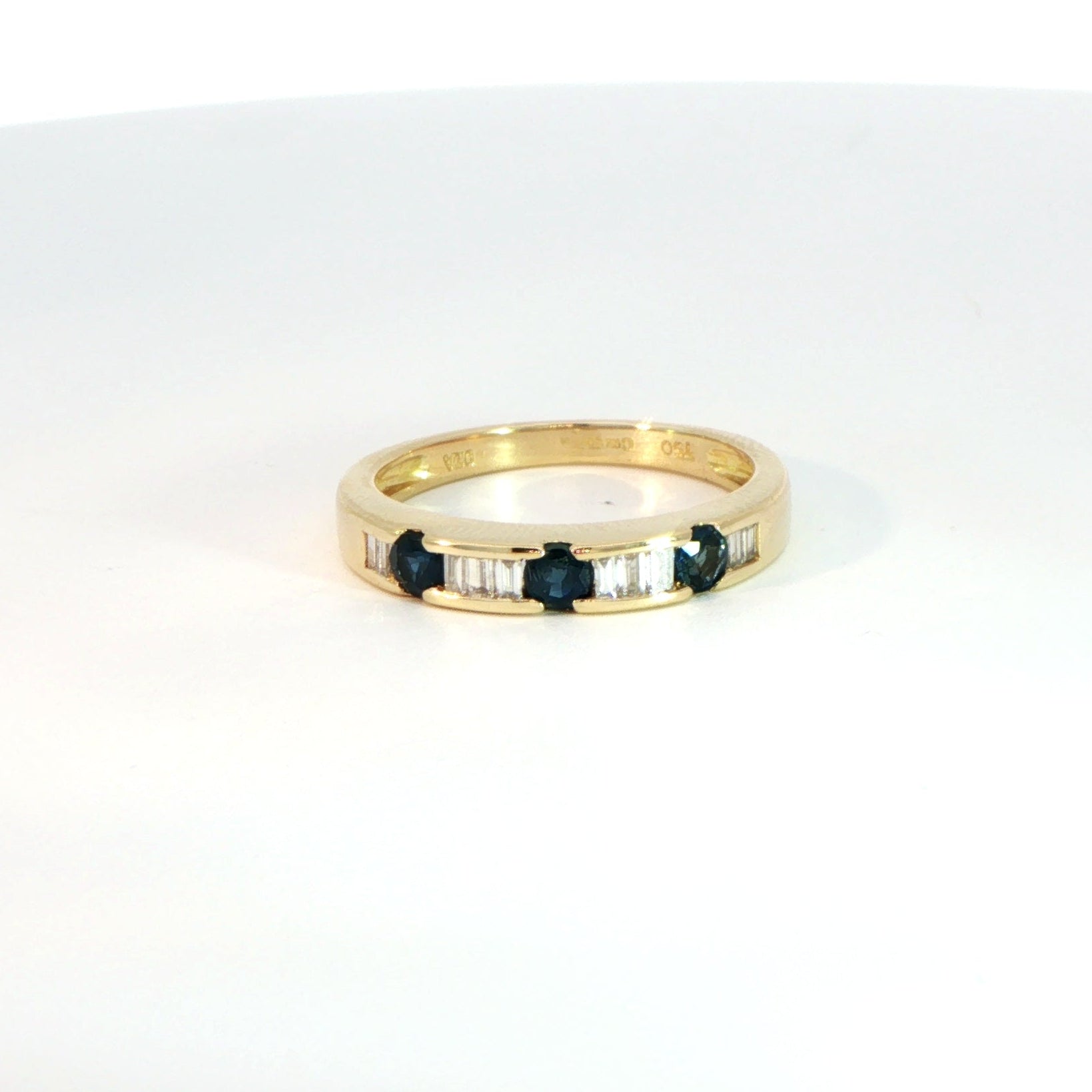 18 Carat Yellow Gold Sapphire and Diamond Half Eternity Ring
