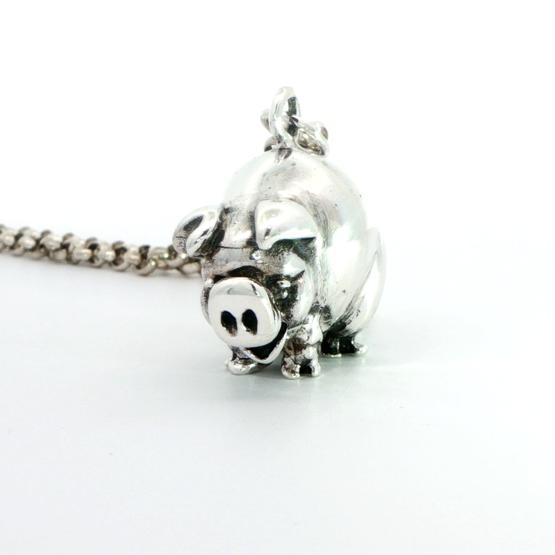 Silver Pig Pendant on Chain