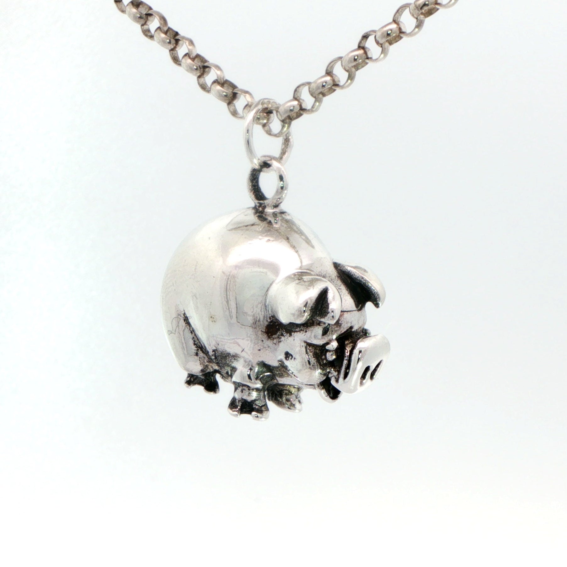 Silver Pig Pendant on Chain