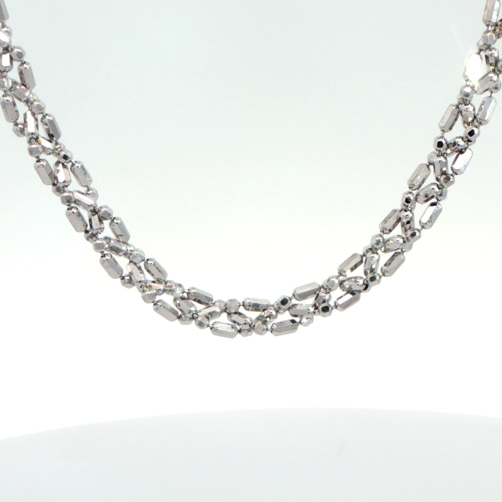 9 Carat White Gold Fancy Link Necklace