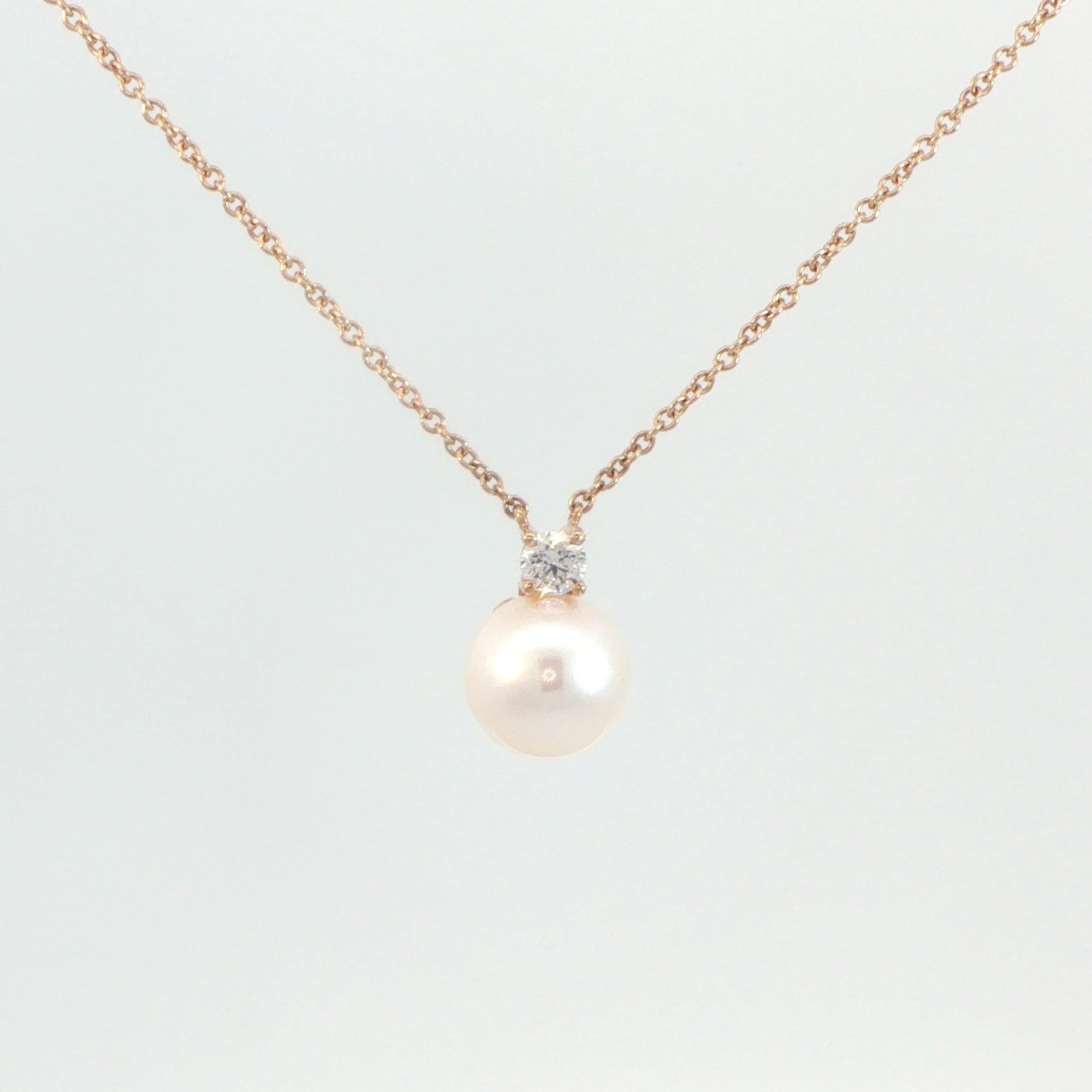 18 Carat Rose Gold Tiffany & Co. Pearl and Diamond Necklace
