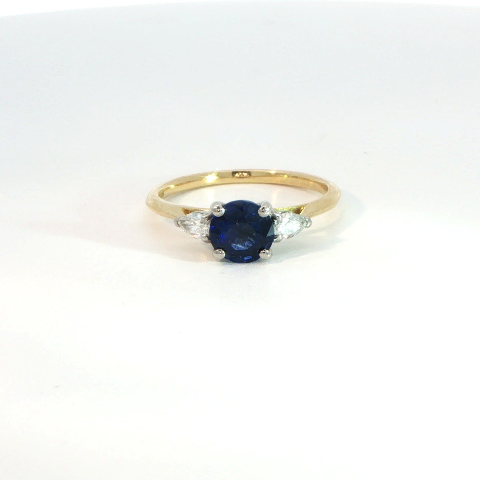 18 Carat Yellow Gold Sapphire and Diamond Trilogy Ring