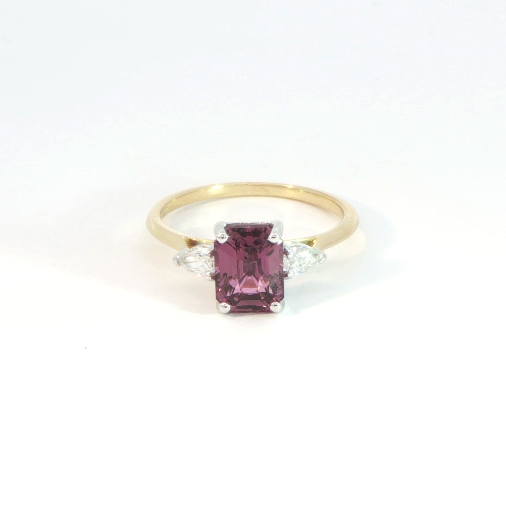 18 Carat Yellow and White Gold Fuchsia Sapphire and Diamond Ring