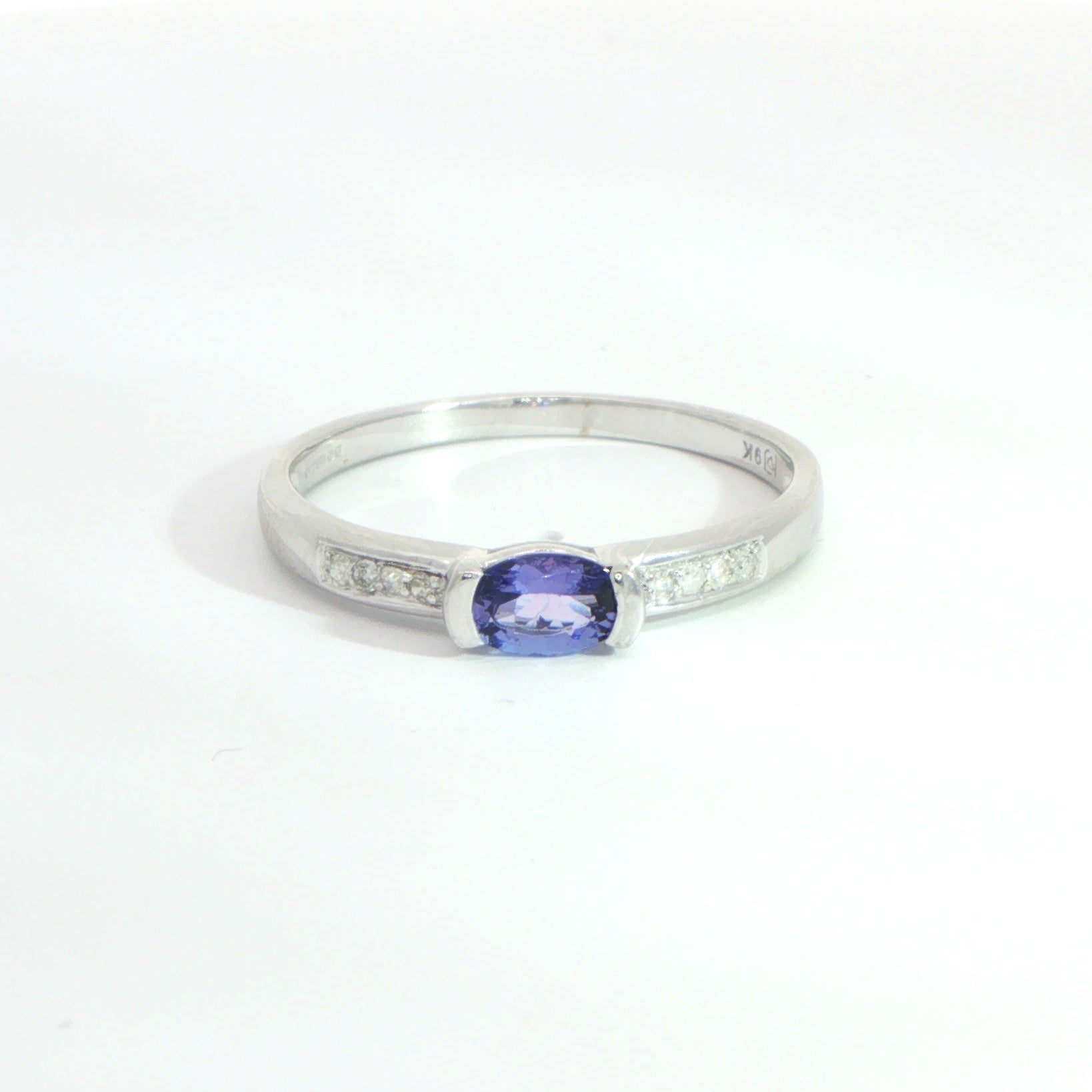 9 Carat White Gold Tanzanite and Diamond Ring