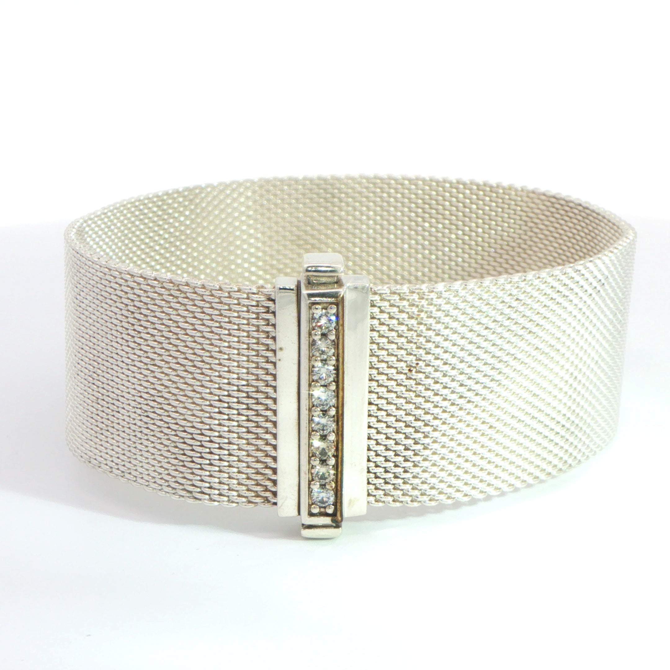 Silver 'Tiffany' Mesh Diamond Bracelet