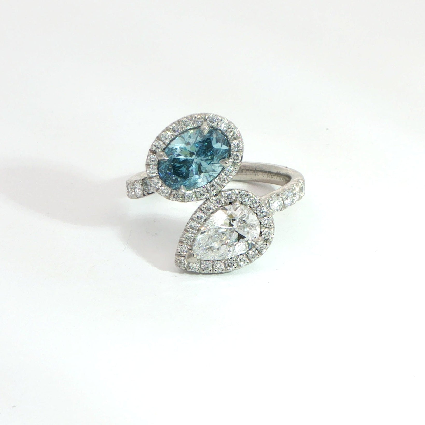Platinum Vivid Blue and White Laboratory Grown Diamond Dress Ring 2.44ct