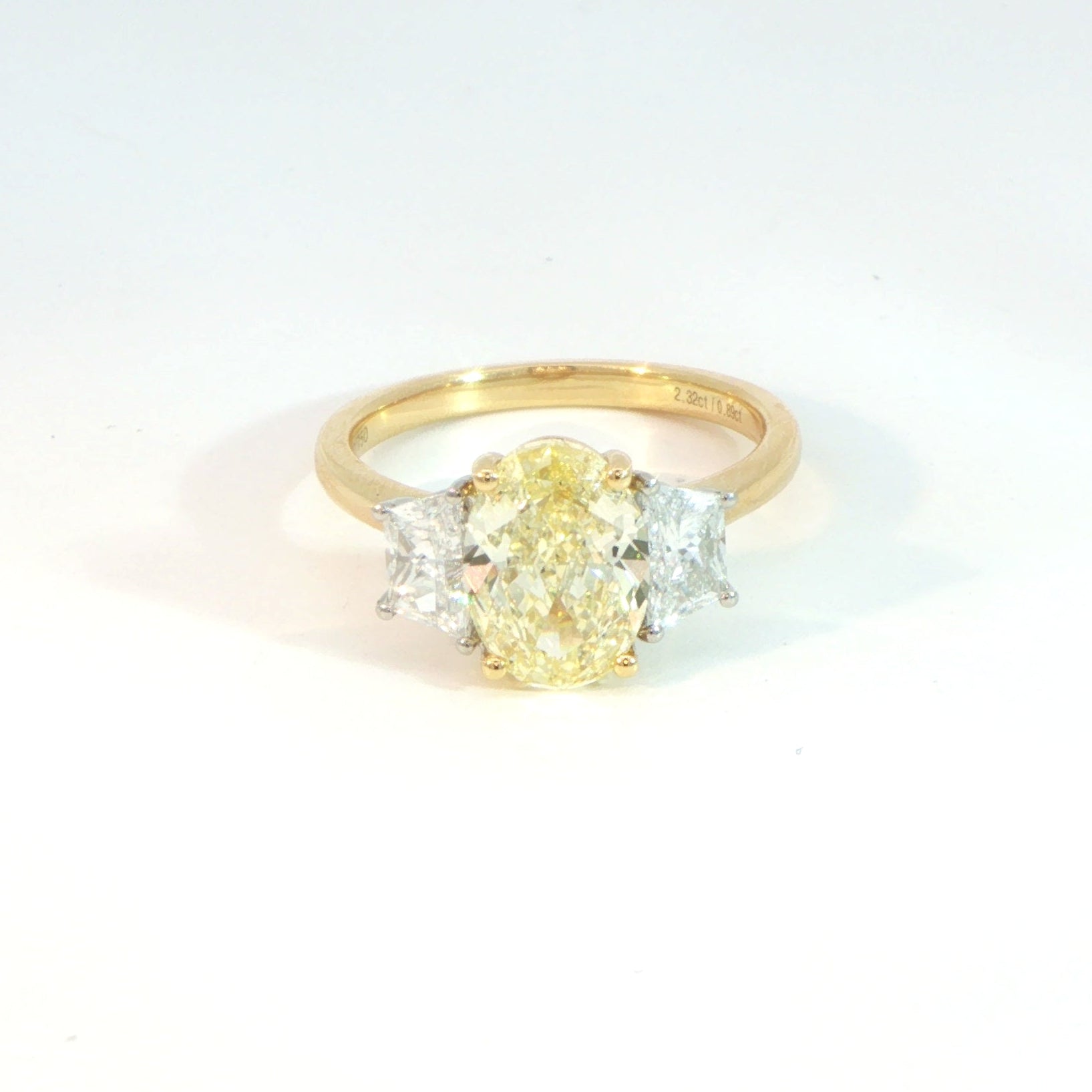 18 Carat Yellow Gold Laboratory Grown Fancy Intense Yellow Diamond Trilogy