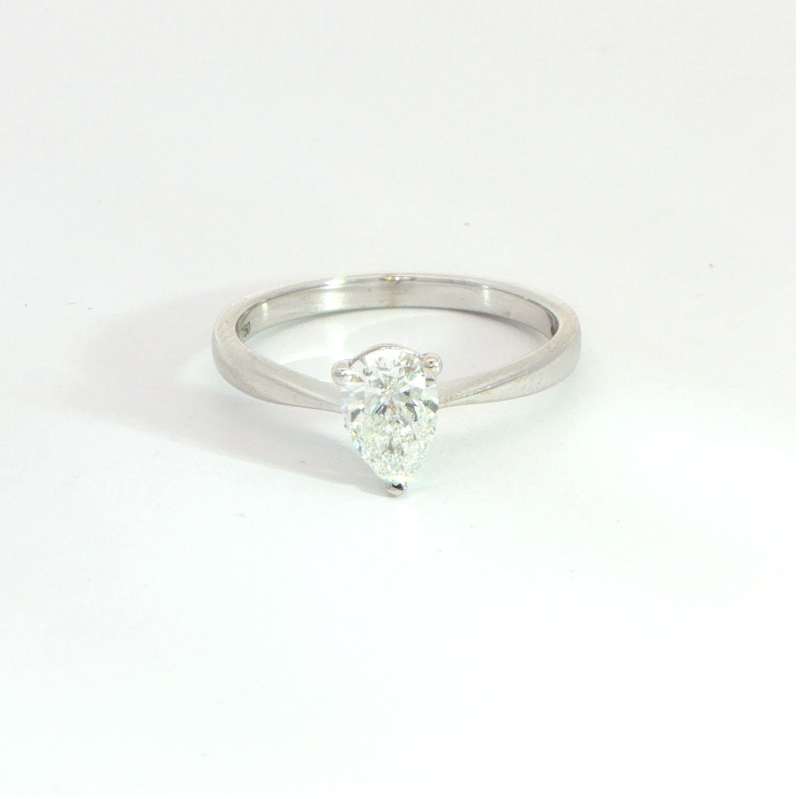 18 Carat White Gold Diamond Pear Shaped Solitaire 0.61ct