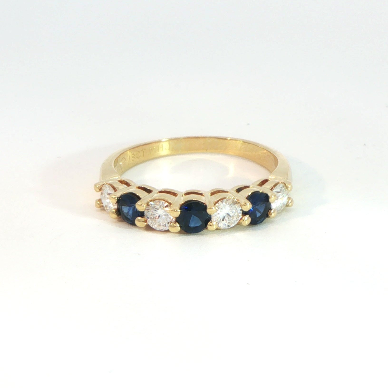 18 Carat Yellow Gold Sapphire and Diamond Half Eternity Ring