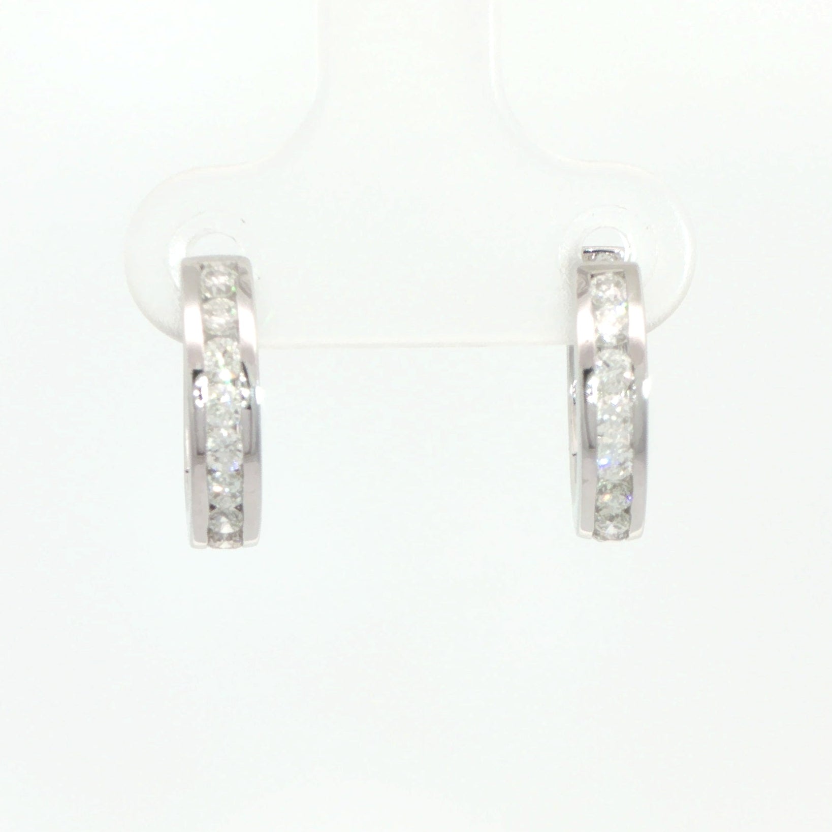 9 Carat White Gold Cubic Zirconia Huggie Earrings