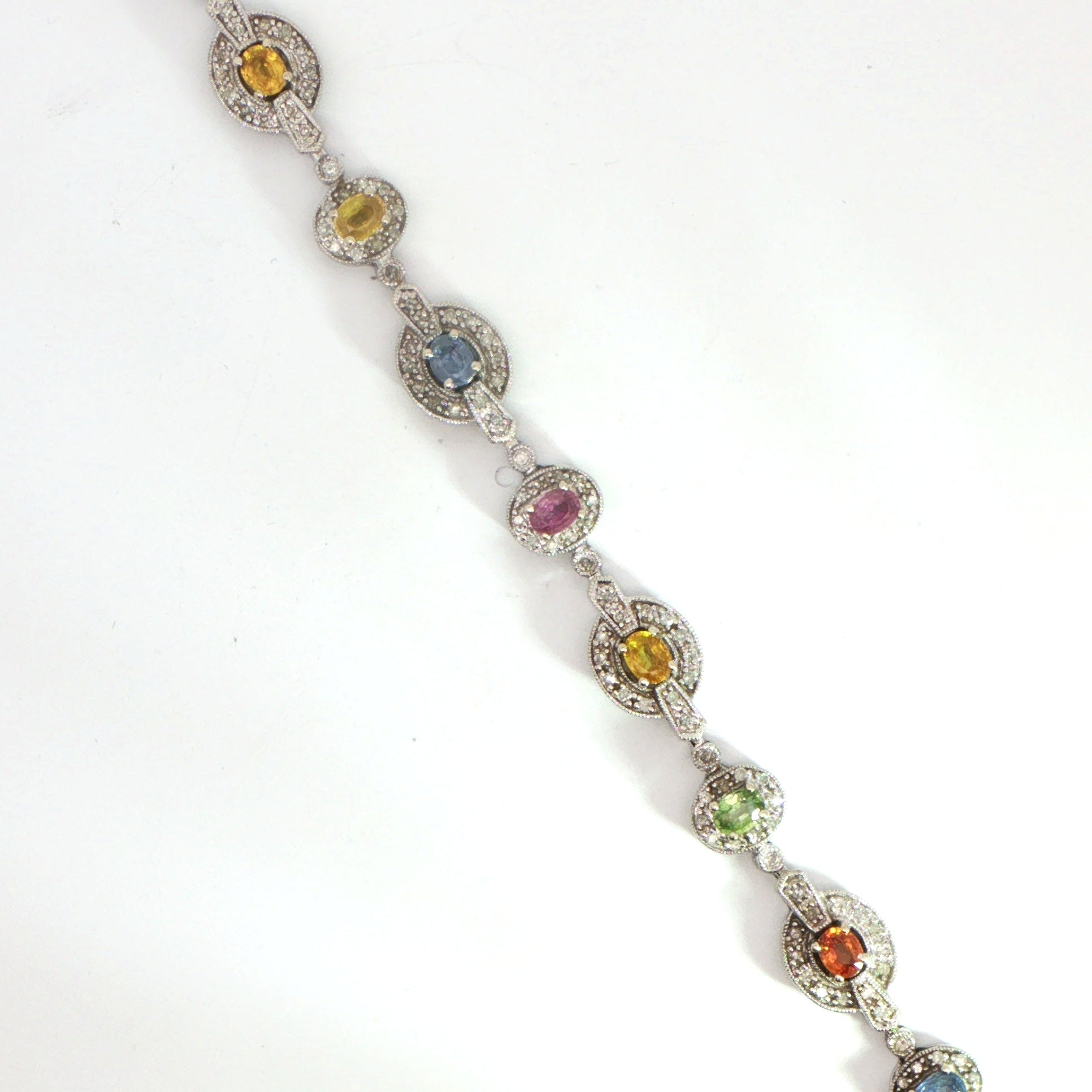 14 Carat White Gold Multi Sapphire and Diamond Bracelet