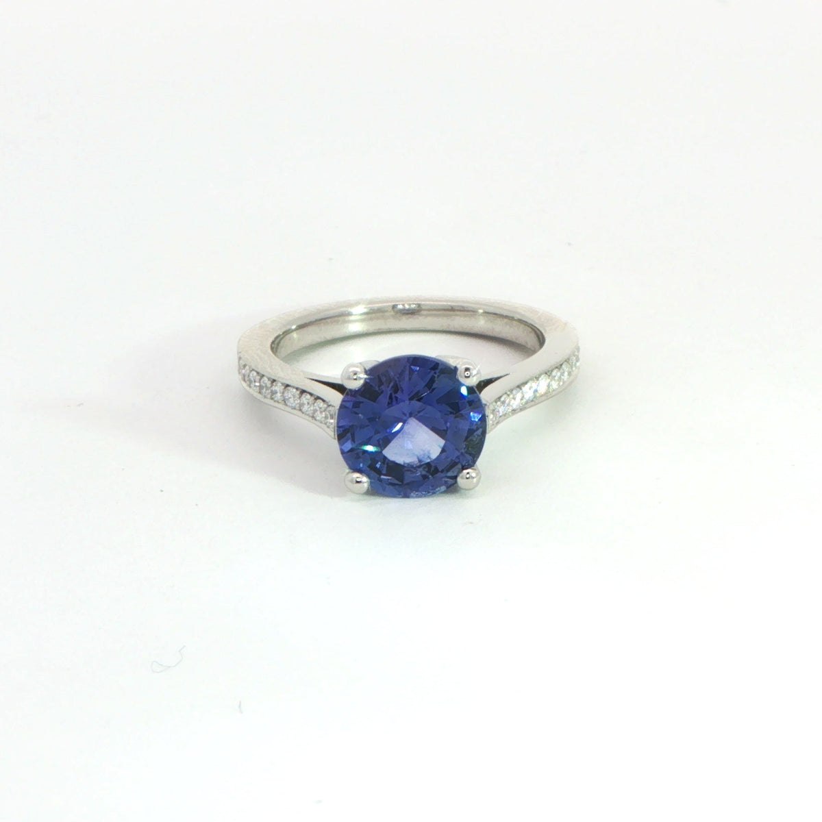 Platinum Violet Sapphire and Diamond Ring