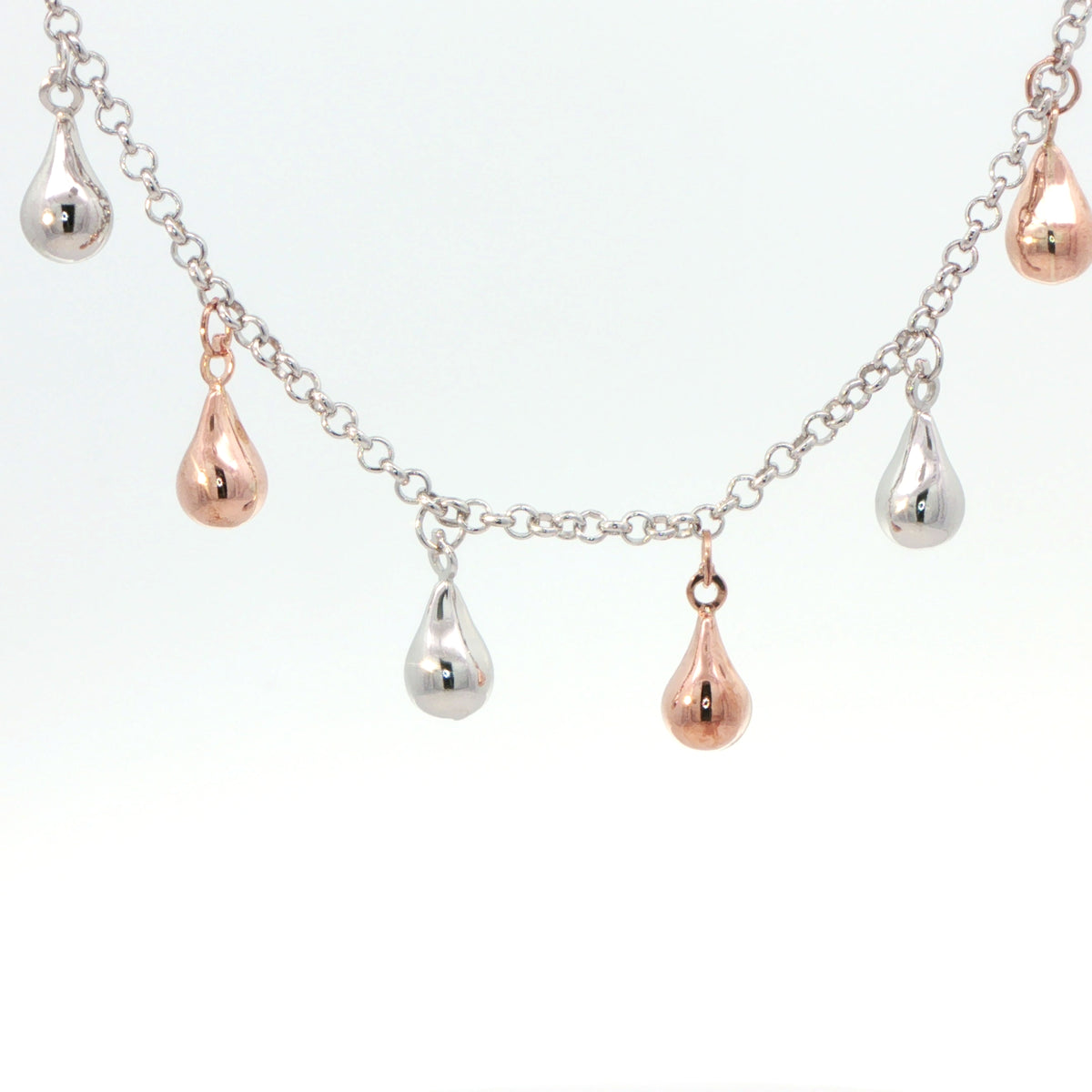 9 Carat White & Rose Gold Teardrop Necklace