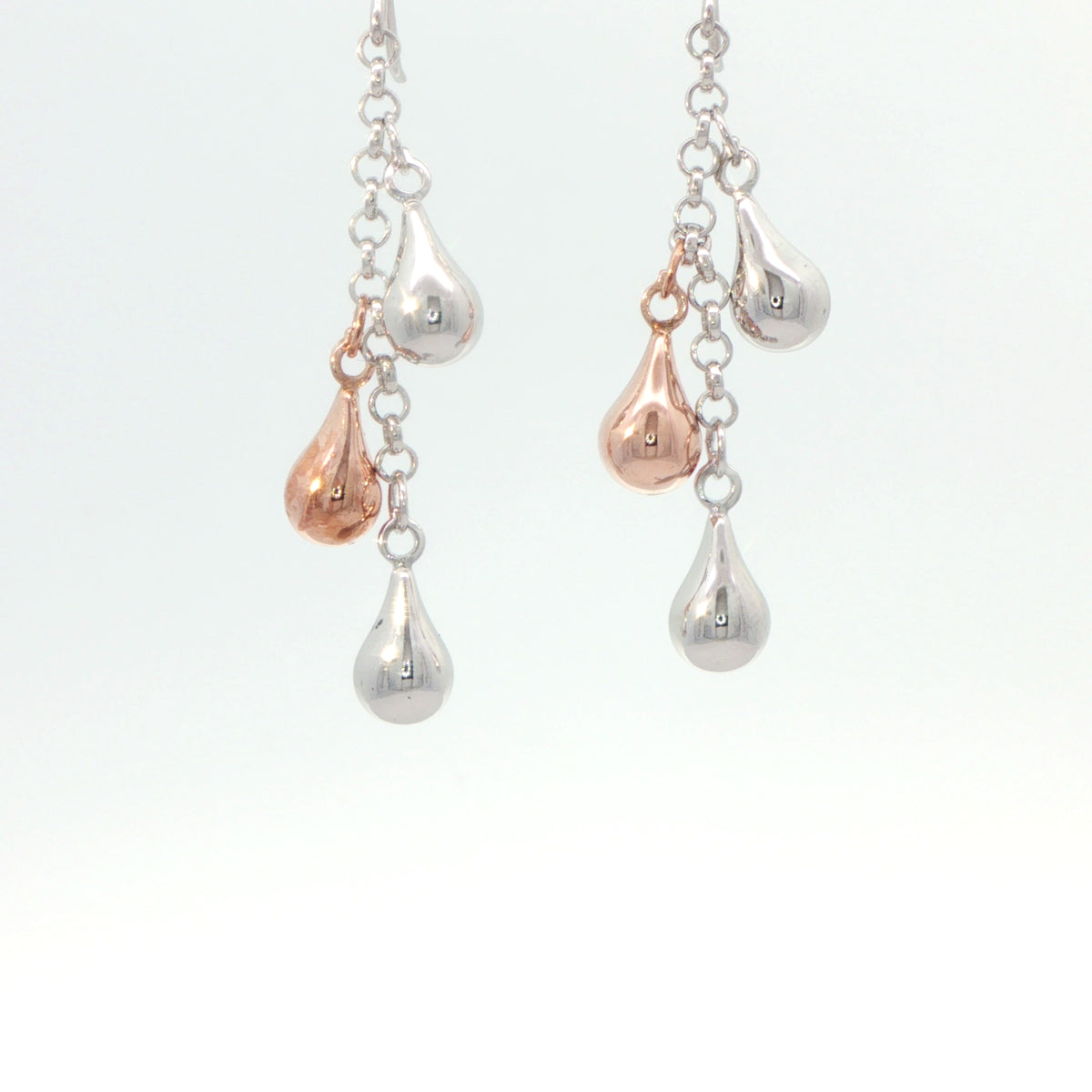9 Carat White & Rose Gold Teardrop Earrings
