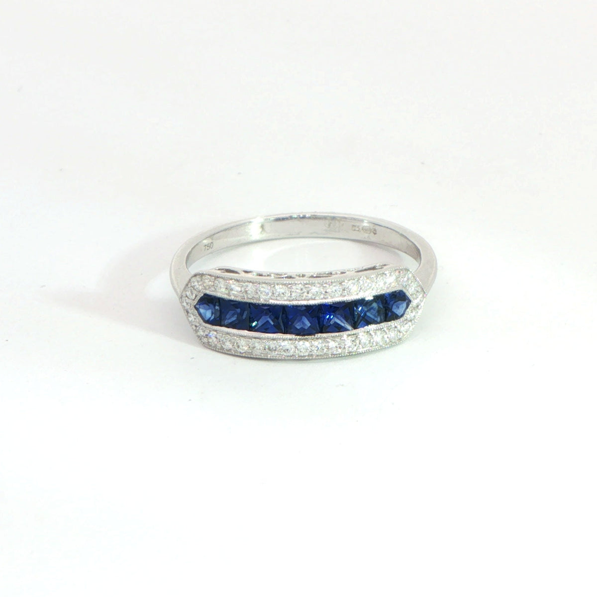 18 Carat White Gold Sapphire and Diamond Ring 0.90ct
