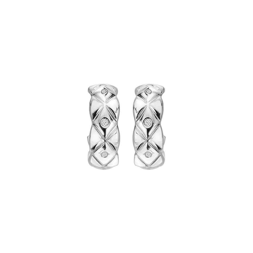 Hot Diamonds Silver Quilted Hoops